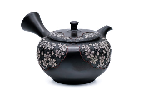 Plum Blossom Engraved Kokudei Tokoname Teapot - 200ml
