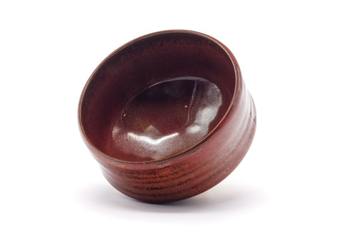 Japanese Matcha Bowl - Mottled Red Spiraling Chawan - 475ml
