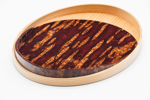 Ōdate Magewappa Kabazaiku Overlay Bon - Wooden Cherry Bark Tray