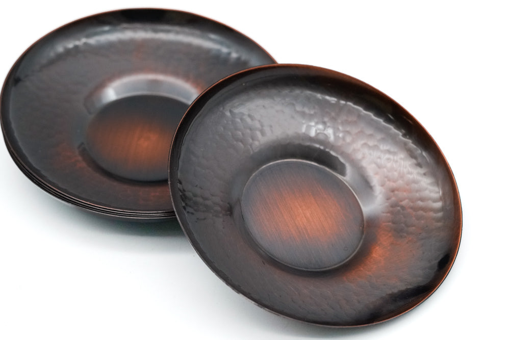 Japanese Chataku - Set of 5 Copper Hammered Vintage Tea Saucers