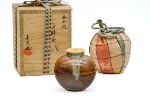 Japanese Chaire - 高取喜恵 Takatori Kie - Takatori-yaki Bunrin Tea Caddy