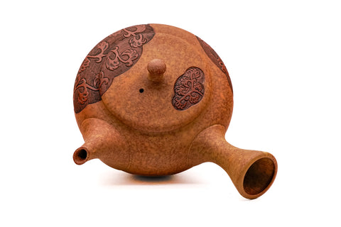Ivy Engraved Mottled Red Shudei Tokoname Teapot - 200ml