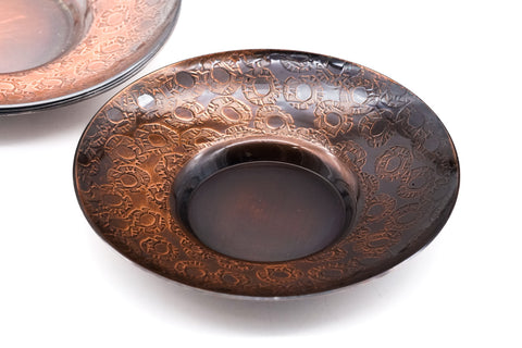 Japanese Chataku - Set of 4 Copper Tessellated Tea Saucers