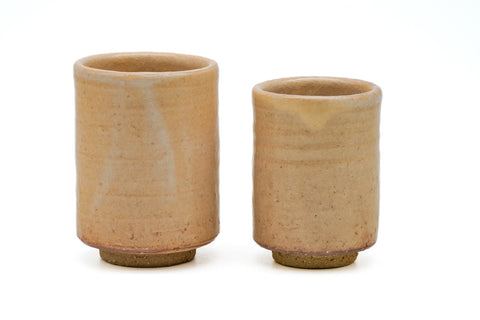 Japanese Teacups - Pair of Beige Meoto Hagi Yunomi