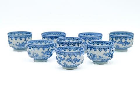 Japanese Teacups - Set of 8 Scenic Arita-yaki Guinomi - 50ml
