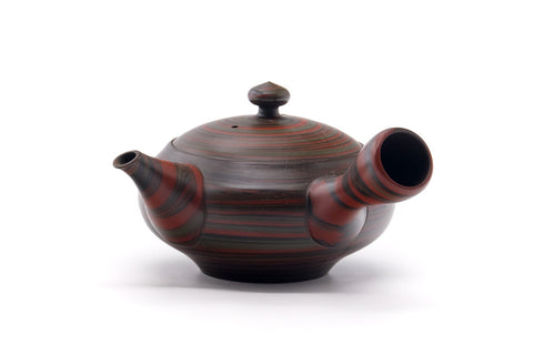 Side profile showing the spout, side handle, and squat body of the kyusu.