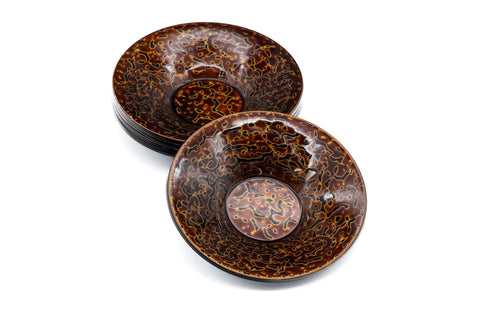 Japanese Chataku - Set of 5 Gold Kara-nuri Lacquer Tea Saucers