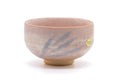 Pink-glazed Kiyomizu matcha bowl, front view.