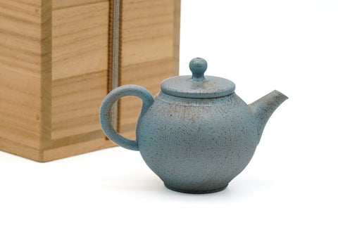 Blue Rear-handled Tokoname Teapot - 100ml