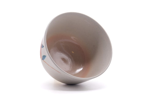 Japanese Matcha Bowl - Green Red Leaves Kyo-yaki Chawan - 400ml