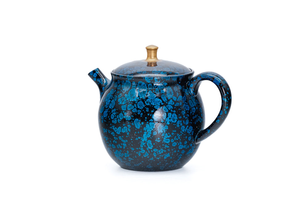 Black Blue Tenmoku Tokoname Rear-Handled Teapot - Thumbnail 5