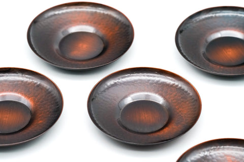 Japanese Chataku - Set of 5 Copper Hammered Vintage Tea Saucers