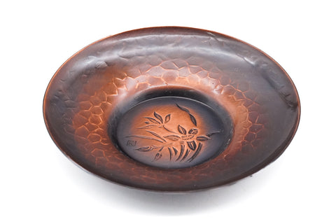 Japanese Chataku - Set of 5 Unique Hammered Copper Tea Saucers