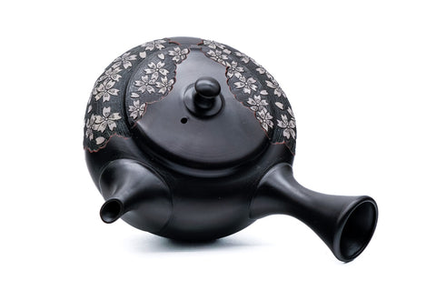 Plum Blossom Engraved Kokudei Tokoname Teapot - 200ml