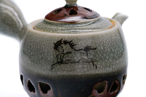 Double-walled Obori Soma-yaki Celadon Tea Set