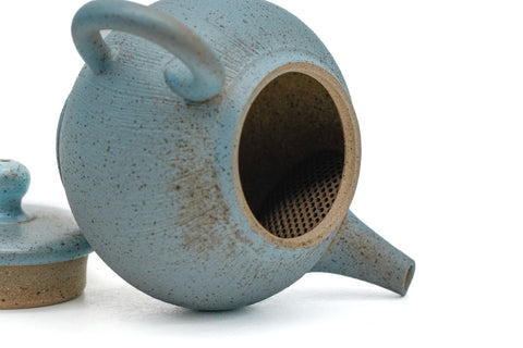 Blue Rear-handled Tokoname Teapot - 100ml