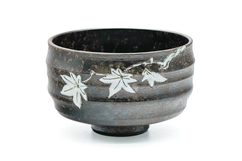 Japanese Matcha Bowl - Momiji Metallic Glazed Spiraling Chawan