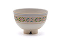 Front view of the chawan showing the green, pink and blue shippo pattern band.