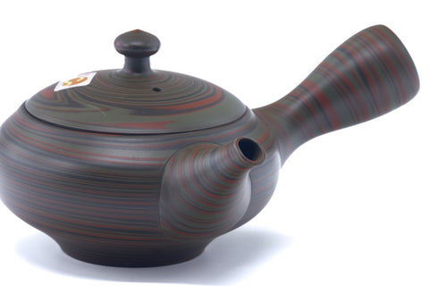 Overhead angled view showing the lid and marbled body