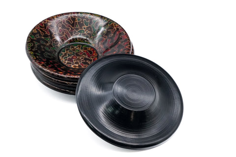 Japanese Chataku - Set of 5 Thick Kara-nuri Lacquer Tea Saucers