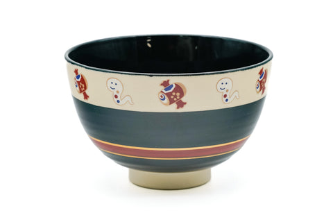 Japanese Matcha Bowl - Festive Black Glazed Kyo-yaki Chawan