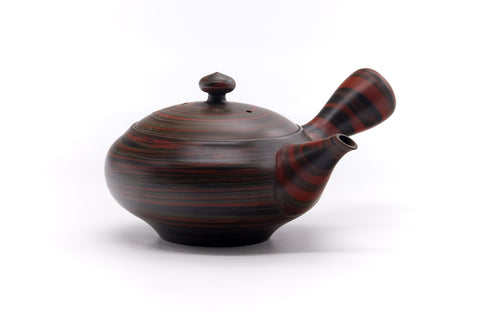 Japanese Kyusu - 雲仙窯 Unzen Kiln - Red Green Nerikomi Tokoname-yaki Teapot - 260ml