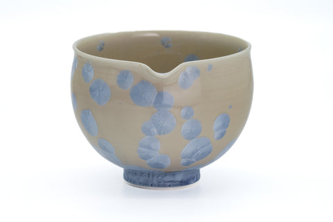 Icy Blue Hanakessho Crystal Glaze Spouted Matcha Bowl