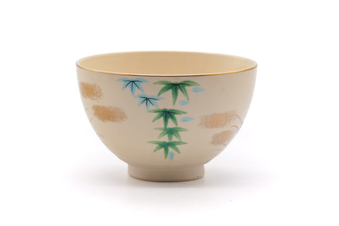Japanese Matcha Bowl - Bamboo Floral Kyo Chawan - 400ml