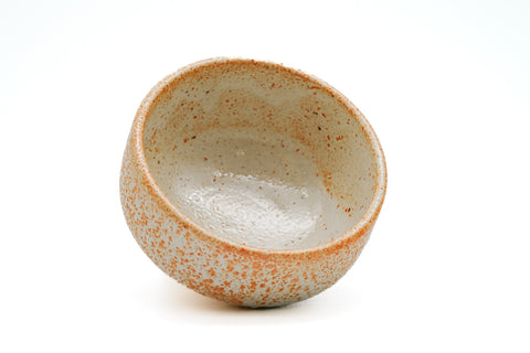 Japanese Matcha Bowl - Speckled Orange White Mino-yaki Chawan
