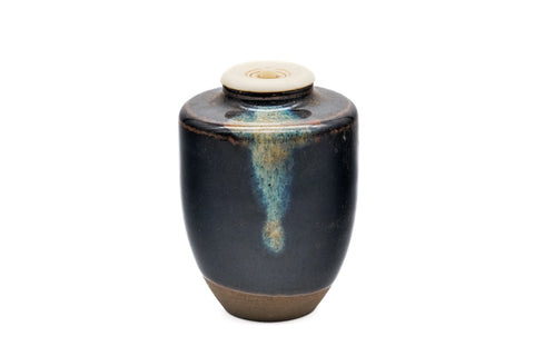 Japanese Chaire -  Katatsuki Seto-yaki Tea Caddy with Shifuku