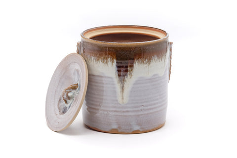 Japanese Mizusashi - Brown Drip-Glazed Fresh Water Container - 1500ml