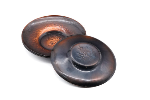 Japanese Chataku - Set of 5 Unique Hammered Copper Tea Saucers