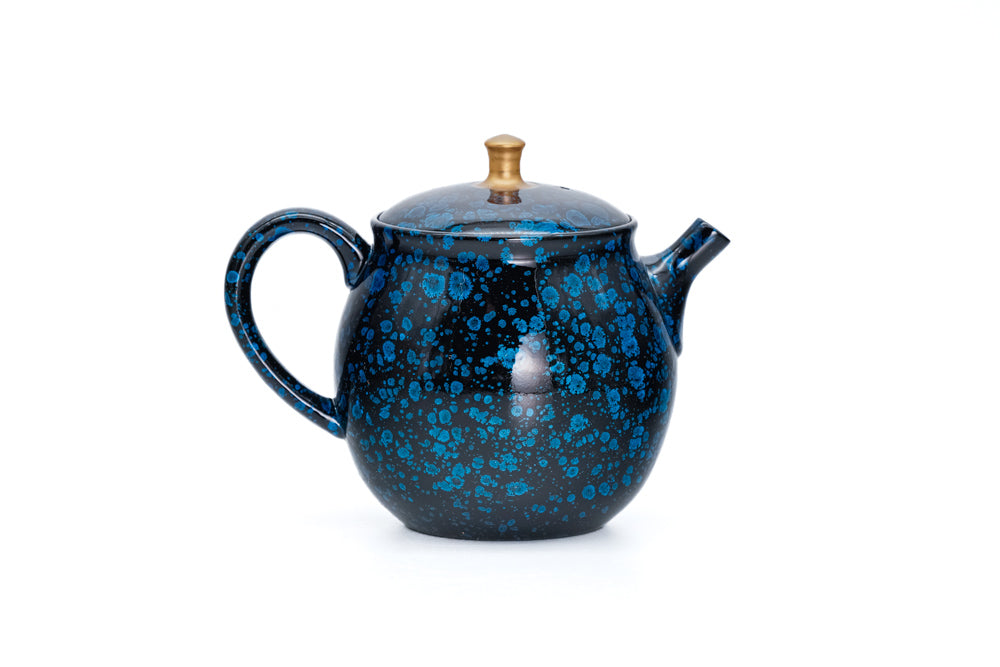 Black Blue Tenmoku Tokoname Rear-Handled Teapot - Thumbnail 2