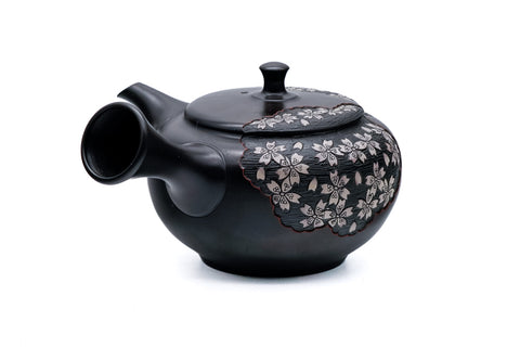 Plum Blossom Engraved Kokudei Tokoname Teapot - 200ml