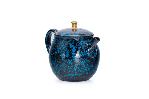 Black Blue Tenmoku Tokoname Rear-Handled Teapot - 220ml