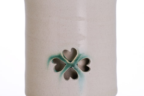 Double-walled Obori Soma-yaki Beige Teacup Pair