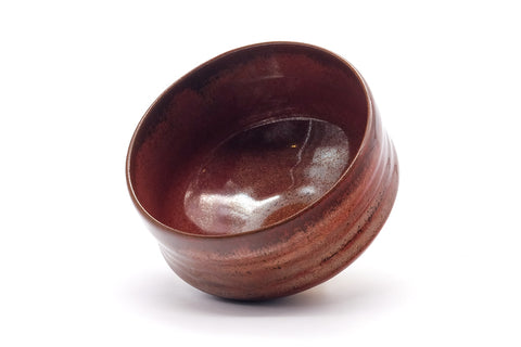 Japanese Matcha Bowl - Metallic Red Spiraling Chawan - 450ml