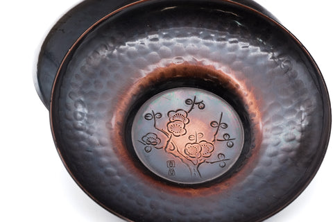 Japanese Chataku - Set of 5 Unique Metal Tea Saucers and Scoop in Wooden Box