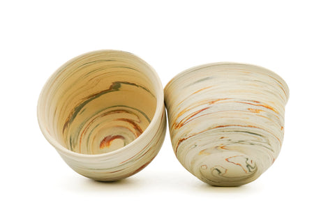 White Marbled Nerikomi Tokoname Tea Set