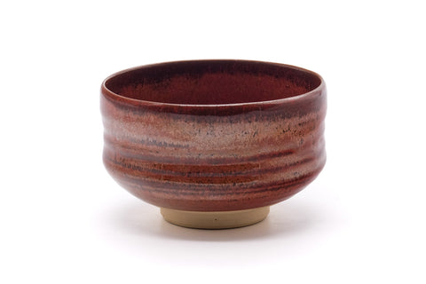 Japanese Matcha Bowl - Metallic Red Spiraling Chawan - 450ml