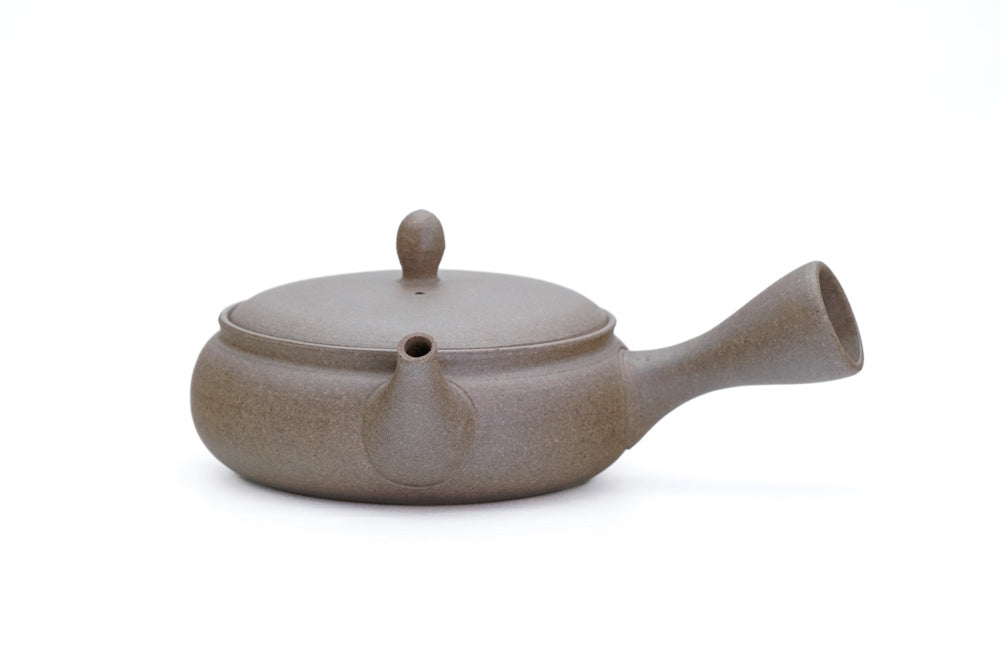 Japanese Kyusu Gyokko Kiln Wide Flat Yakishime Tokoname Yaki Teapot - Thumbnail 4