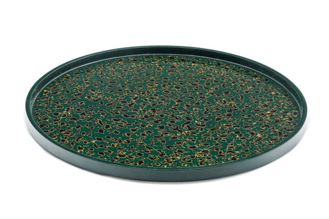 Japanese Round Tray - Vintage Green Kara-nuri Lacquer Maru-bon