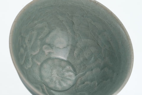 Celadon Peony Leaves Kumidashi Teacup - 80ml