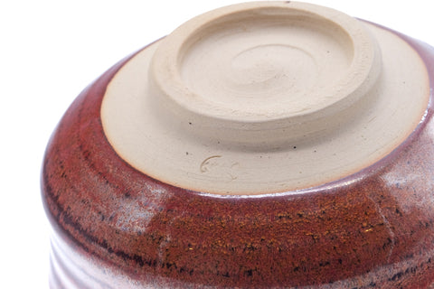 Japanese Matcha Bowl - Metallic Red Spiraling Chawan - 450ml