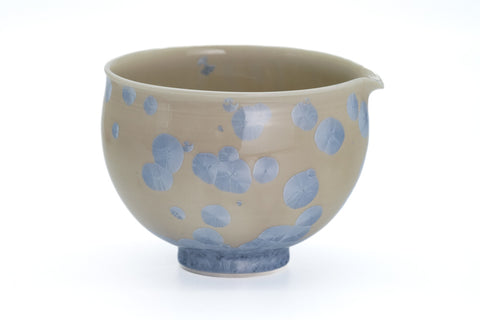 Icy Blue Hanakessho Crystal Glaze Spouted Matcha Bowl
