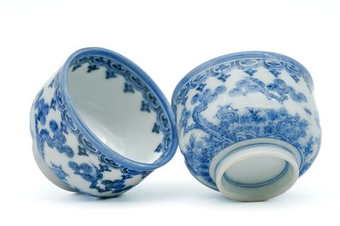 Japanese Teacups - Set of 8 Scenic Arita-yaki Guinomi - 50ml