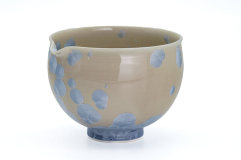 Icy Blue Hanakessho Crystal Glaze Spouted Matcha Bowl