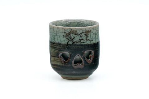 Japanese Teacup - Small Celadon Obori Soma-yaki Double-Walled Guinomi - 30ml