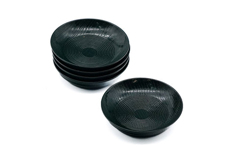 Japanese Chataku - Set of 5 Spiraling Green Wooden Sake Saucers