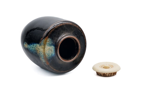 Japanese Chaire -  Katatsuki Seto-yaki Tea Caddy with Shifuku